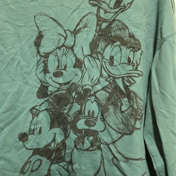 Disney Mickey & Friends Sketch Graphic Teal Sweatshirt 1X - Picture 4 of 10
